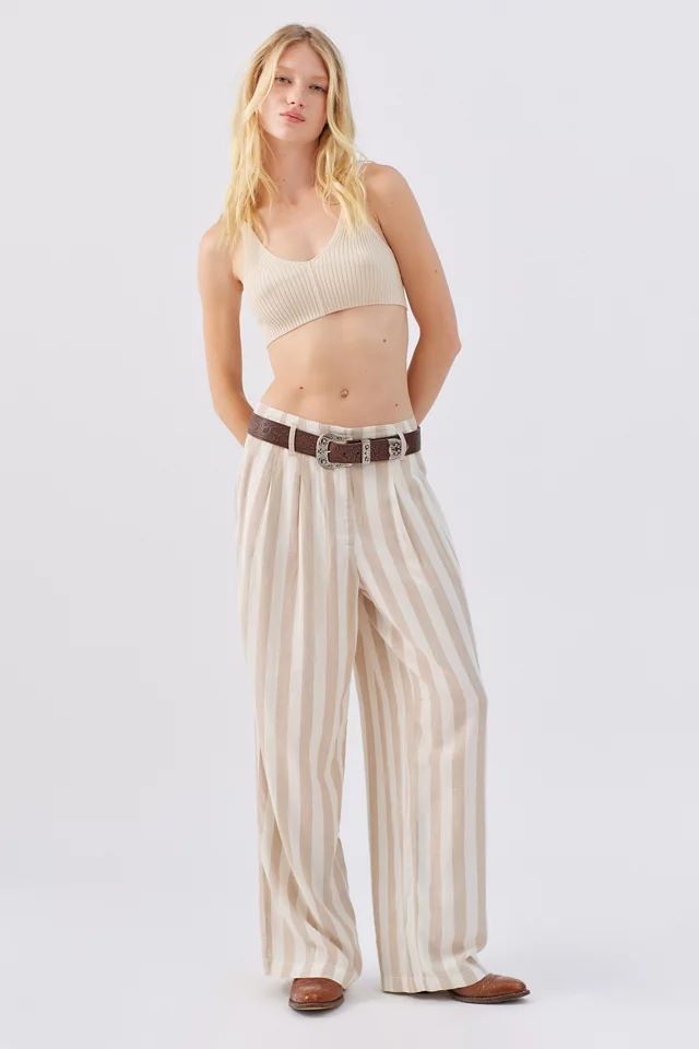 UO Nothing But Business Linen Striped Trouser | Urban Outfitters (US and RoW)