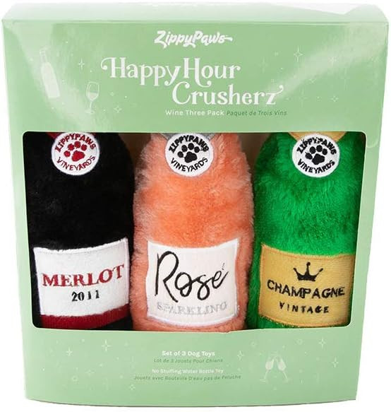 ZippyPaws Happy Hour Crusherz, Crunchy Dog Toy with Water Bottle, No Stuffing, 3 Pack | Amazon (US)