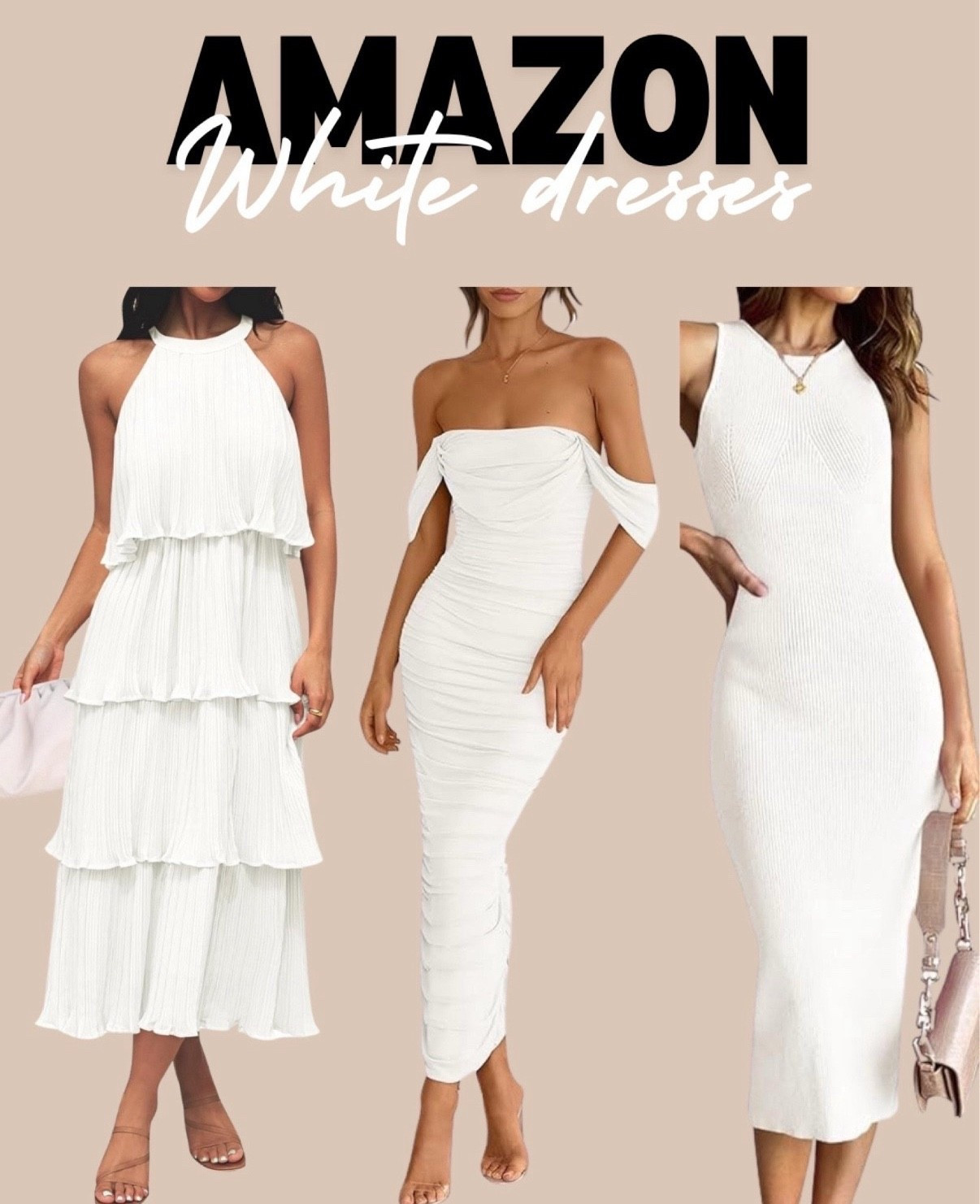 White dresses from Amazon
White dress, Amazon bride, Amazon dress, bridal shower dress, bachelorette party dress, rehearsal dinner dress, bride, wedding, cocktail hour dress, reception dress, after party dress, for the bride#LTKParties 

#LTKFindsUnder100 #LTKFindsUnder50 #LTKWedding