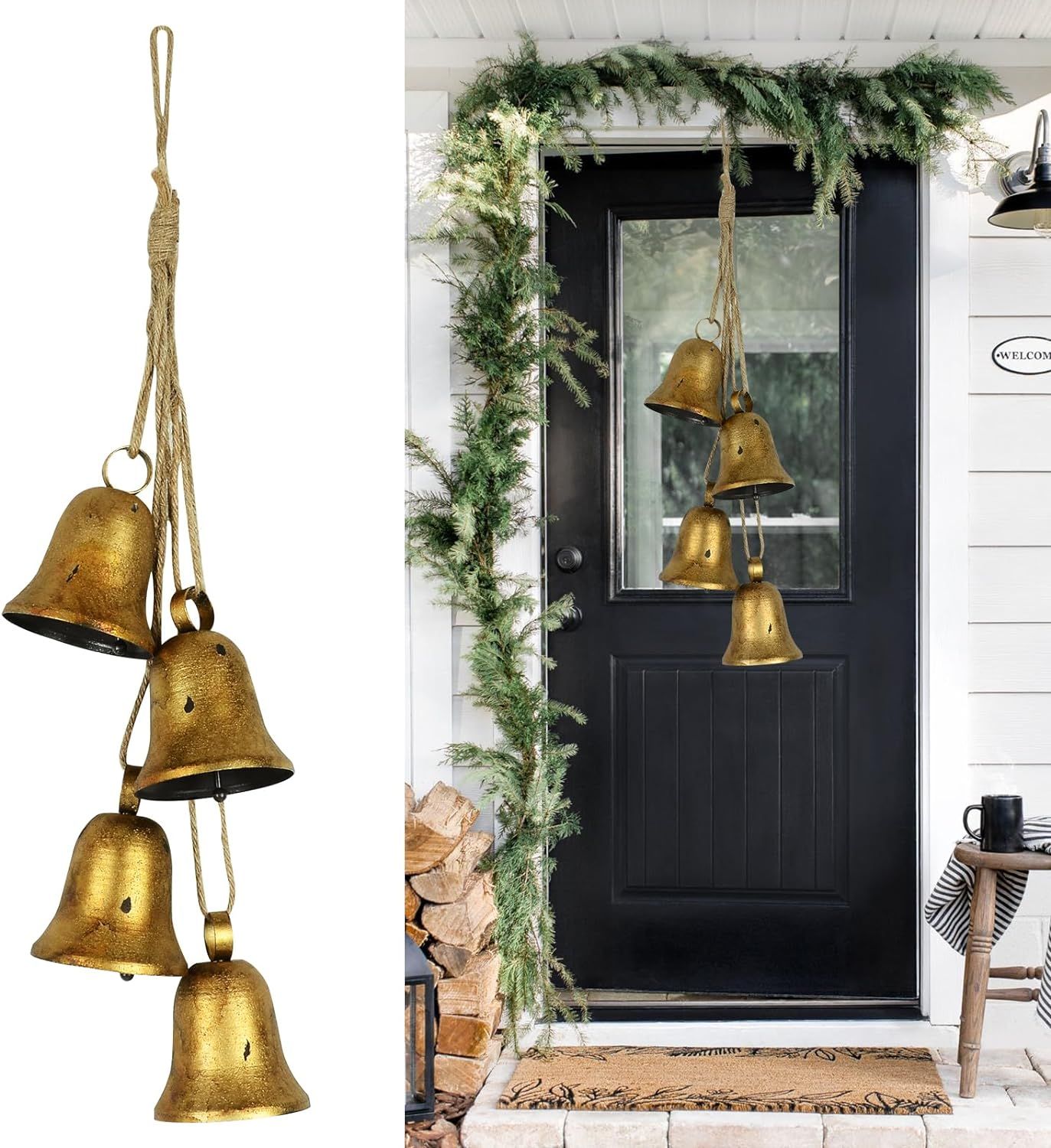 Styleonme Decorative Bells, Christmas Bells, Metal Indoor and Outdoor Blessing Bells, 4-Piece Set... | Amazon (US)