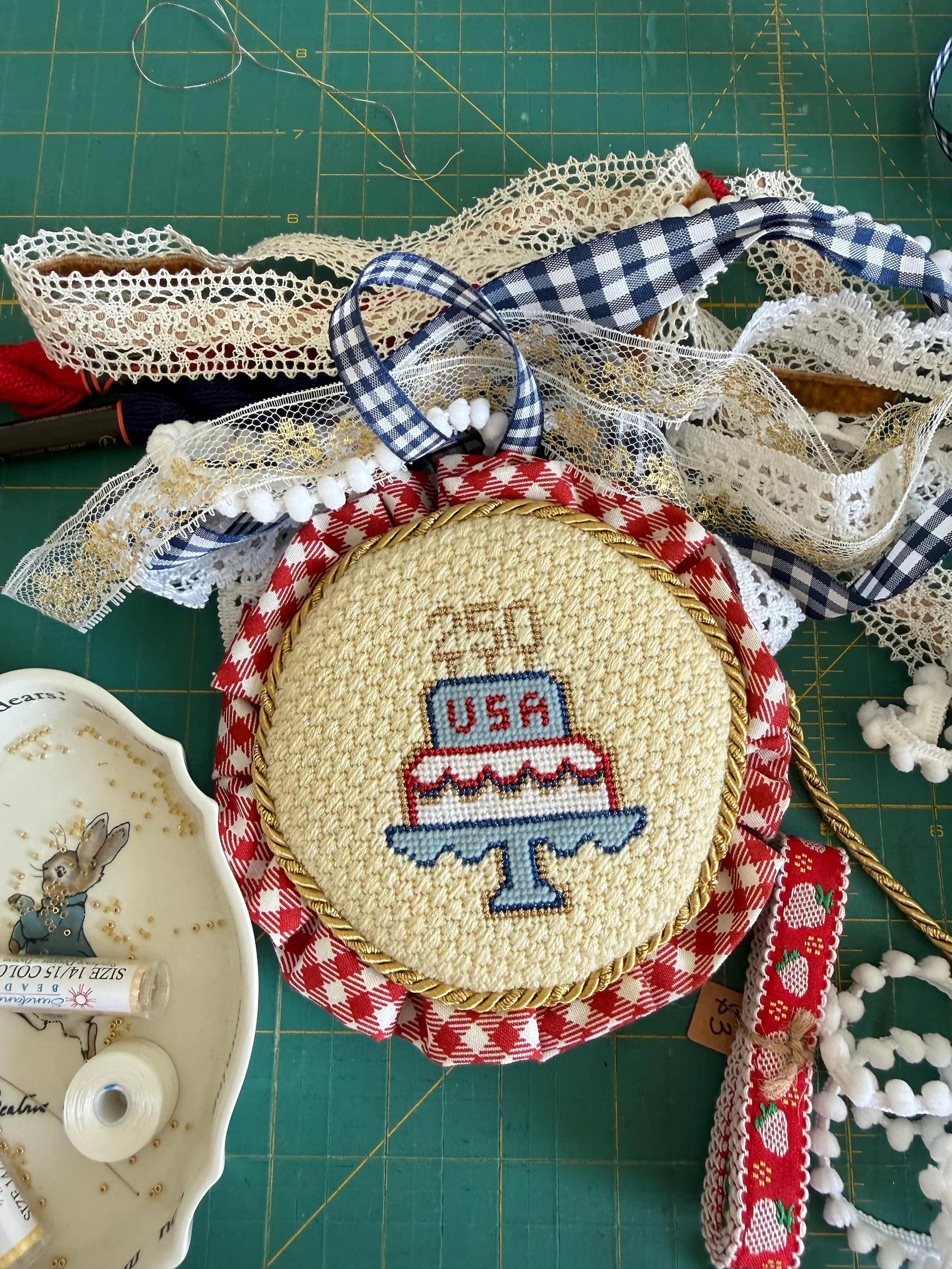 America 250 Birthday Cake Handpainted Needlepoint Canvas | Etsy (Global)