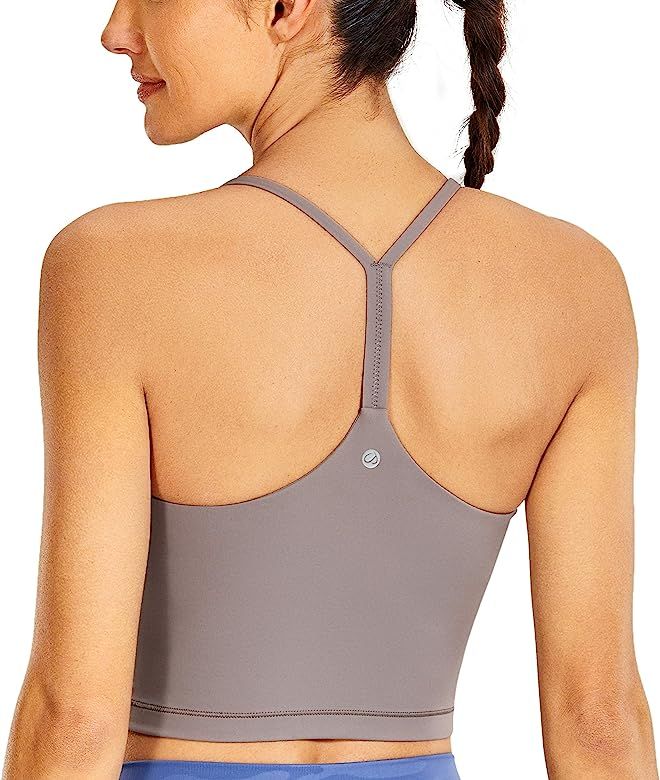 CRZ YOGA Womens Y Back Longline Sports Bra - Racerback Spaghetti Straps Padded Workout Crop Tank ... | Amazon (US)