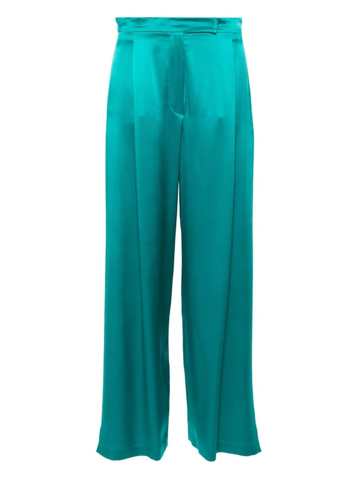 Max Mara Pianoforte Women's Satin Wide-Leg Silk Trousers in Green | Size 42 | 11131034600 | LOZURI