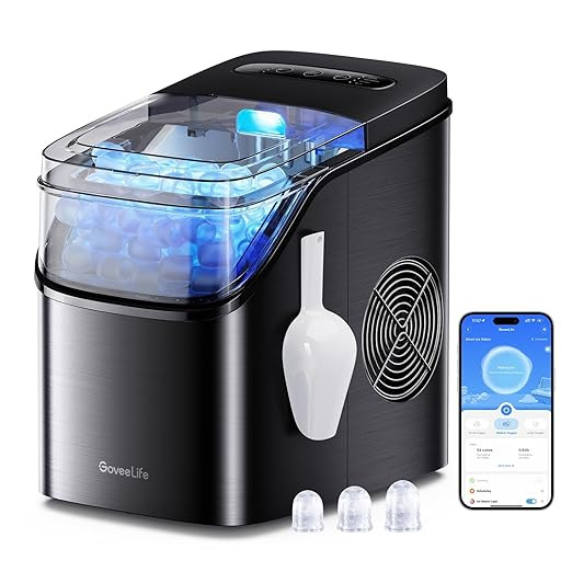 GoveeLife Smart Ice Maker Countertop, Portable Ice Machine with Voice Control, 9 Ice Cubes in 6 M... | Amazon (US)