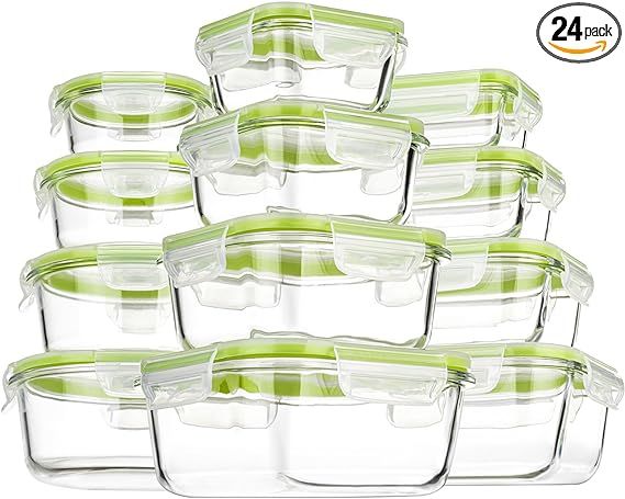 S SALIENT Airtight Meal Prep Containers for Food Storage [24 Piece] Leak Proof, Glass Bento Boxes... | Amazon (US)
