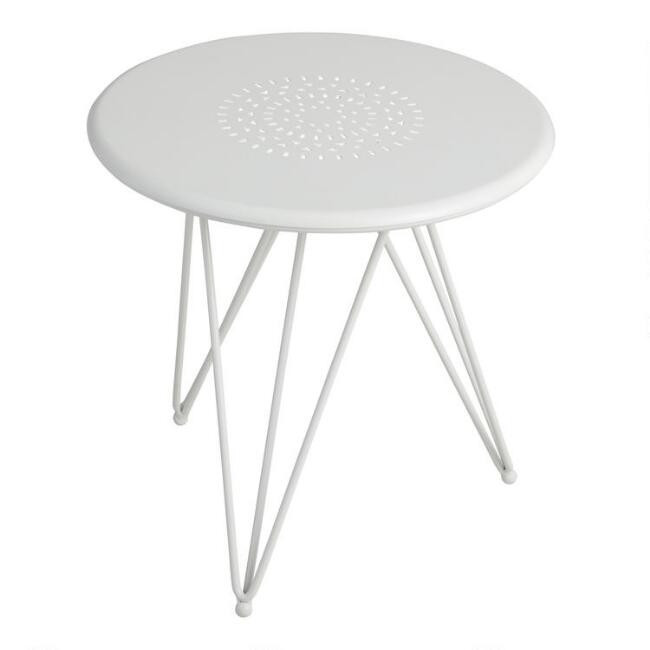 Large White Metal Flare Leg Layla Outdoor Accent Table | World Market