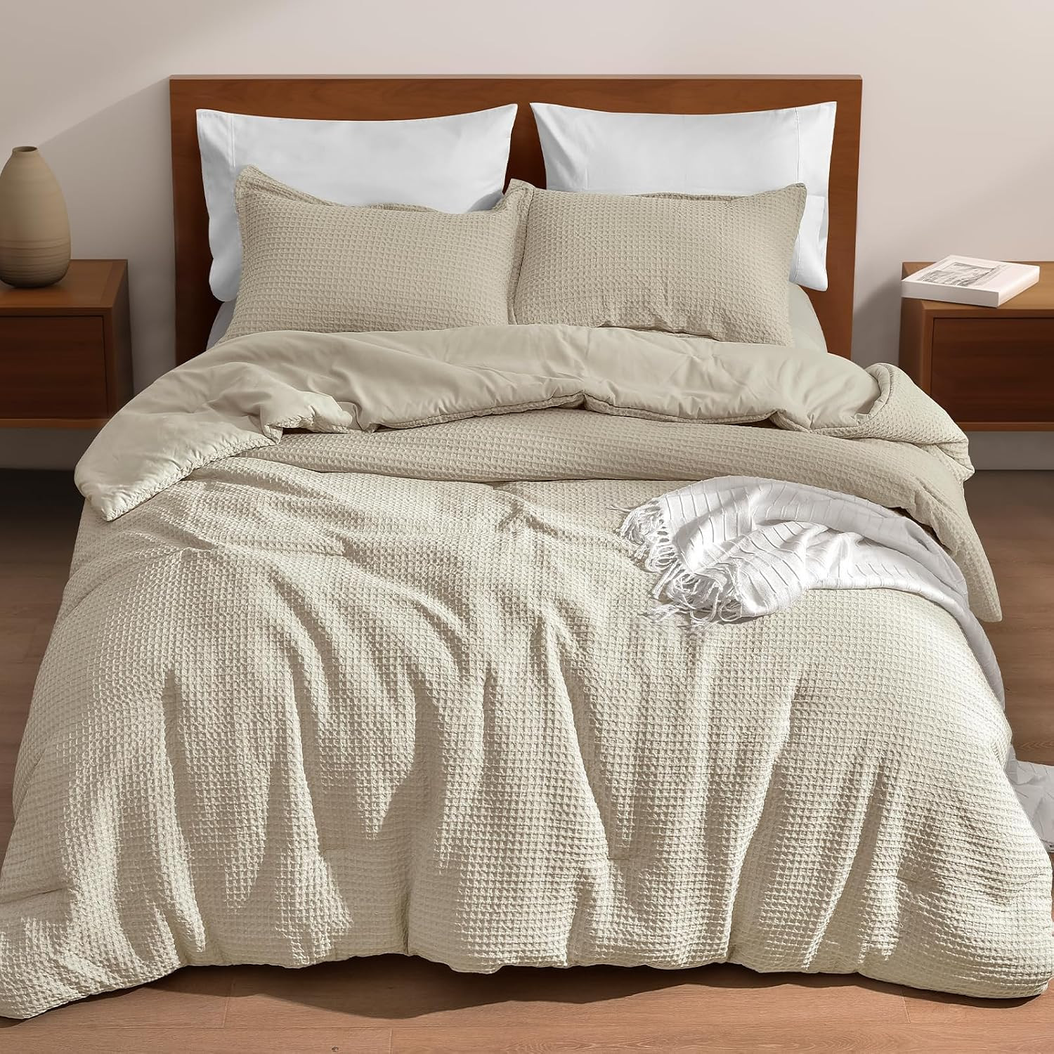PHF Ultra Soft Waffle Weave Comforter Set King Size, 3 Pieces Lightweight Breathable Comfy Beddin... | Amazon (US)
