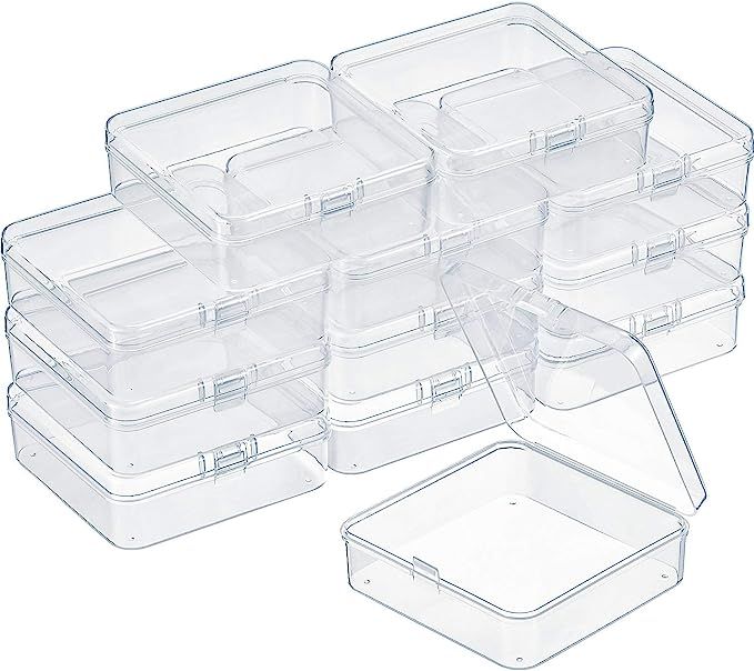 SATINIOR 12 Pack Clear Plastic Beads Storage Containers Box with Hinged Lid for Beads and More (3... | Amazon (US)