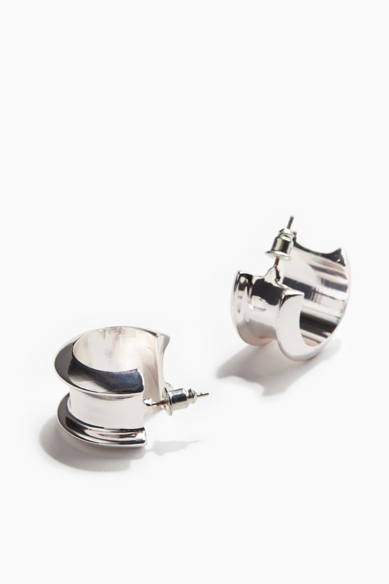 H & M - Wide Hoop Earrings - Silver | H&M (US + CA)