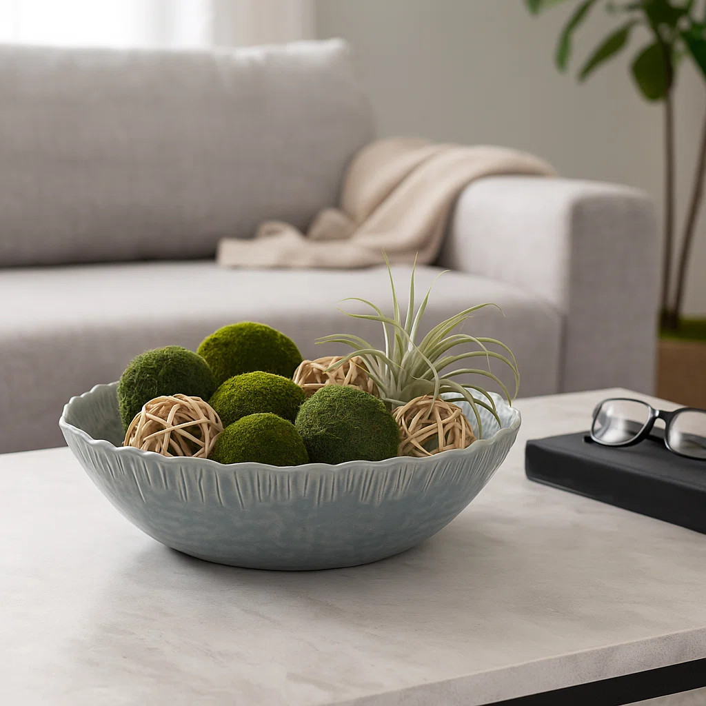 Decorative Round Wavy Edge Bowl for Home Decor - Modern Glazed Accent Bowl for Living Room or Kit... | Wayfair North America