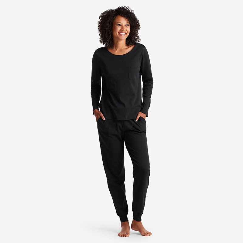 Pima Cotton Women's Jogger Pants Pajama Set - Black, Size XS | The Company Store | The Company Store