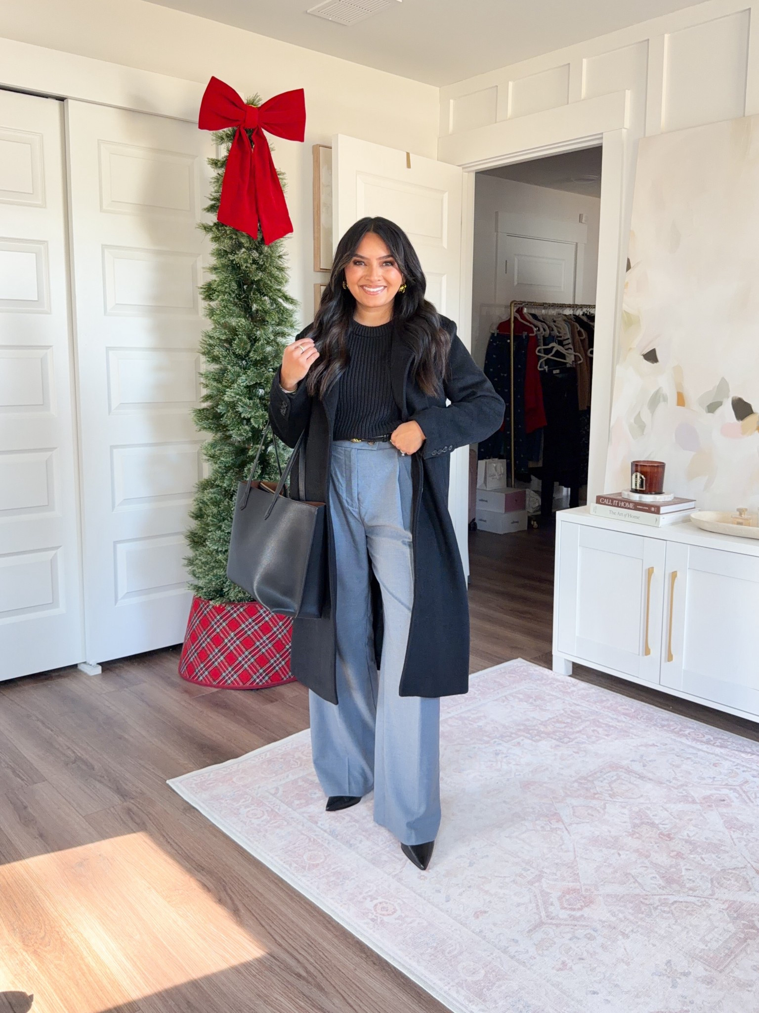 Black coat size xs petite TTS
Black cotton sweater size xs TTS
Grey pants - sold out at Ann Taylor, similar linked
Black leather boots size 5.5 TTS


#LTKPetite #LTKStyleTip #LTKWorkwear