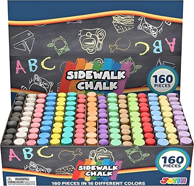 160 PCS Washable Sidewalk Chalks Set Non-Toxic Jumbo Chalk for Outdoor Art Play, Painting on Chal... | Amazon (US)