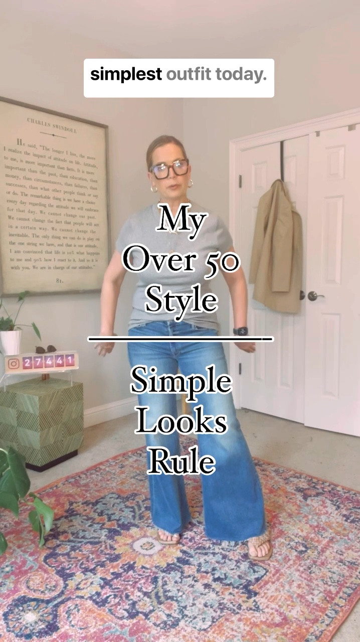 Simple outfit formulas like this one are my go-to looks for everyday style. Fabulous jeans are the anchor and then I just add a simple tee and jewelry. The right jeans can keep a simple look updated, in my opinion. Do you agree? 

These wide leg jeans keep the look modern. They are so fabulous, btw. 

Comment JILL and I’ll send you links to this jeans and tee. 

50 and up fashion • Show up in Midlife • Style your 50s • Look Good, Feel Good • 50+ Fashion Feed • Over 50 Jeans • Denim over 50 • Midlife Classic Style • Midlife Chic • Owning Midlife • Get Dressed in Midlife

#LTKover40 #LTKVideo #LTKxTarget