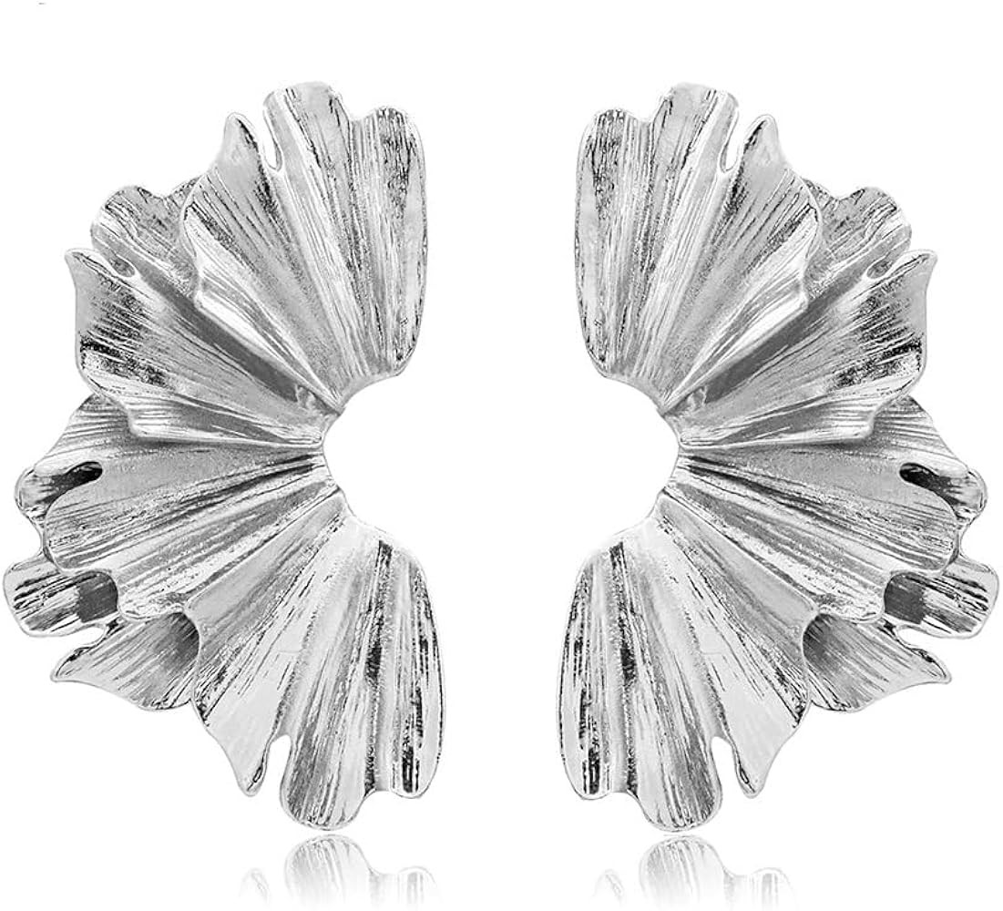 Gold Large Geometric Statement Dangle Earrings for Women Bohemian Ginkgo Leaf Heart Flower Dangli... | Amazon (US)