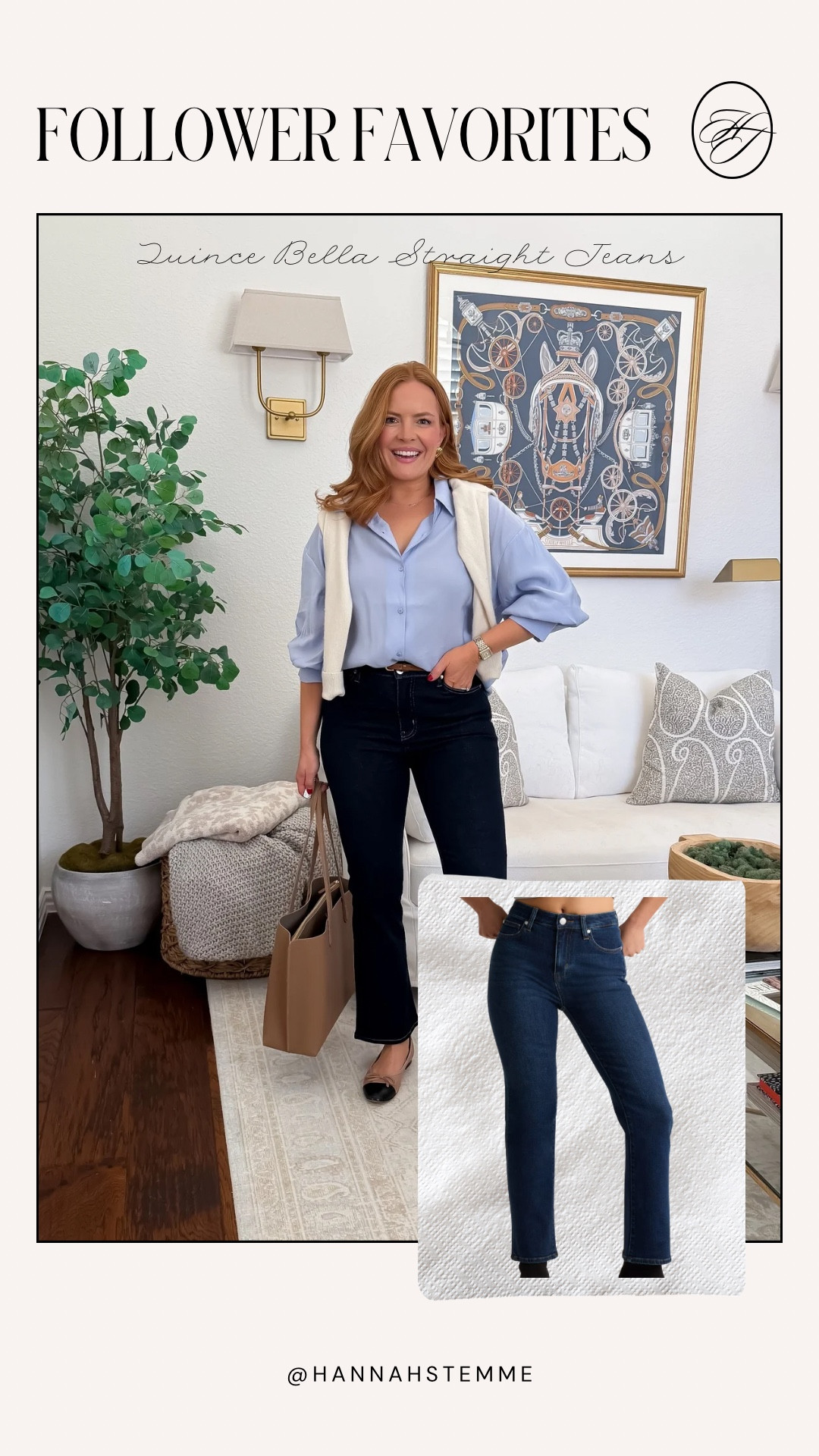 Quince Bella Straight Jeans

Everyday elevated denim 👖
Perfect for casual Fridays, travel days, or weekend errands when you still want to look put together. I love these styled with a blouse and sweater over the shoulders.

Why it’s a top item: classic straight leg, great stretch without losing structure, and the dark wash makes them easy to dress up.
Sizing: wearing size 28, true to size. If between sizes, size down.

#LTKmomlife #LTKootd #LTKWorkwear