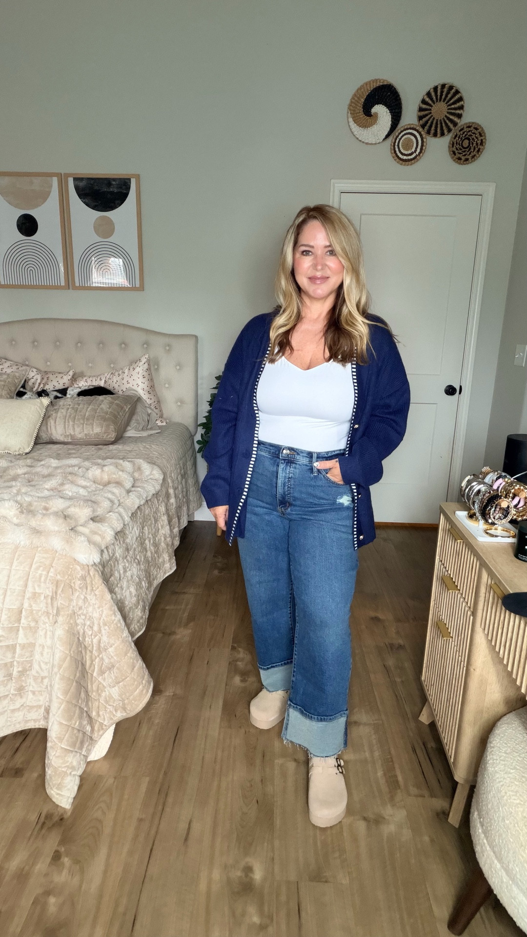 Cardigan and tank size large 
Jeans size 12
Shoes tts 

#LTKOver40 #LTKPetite #LTKMidsize