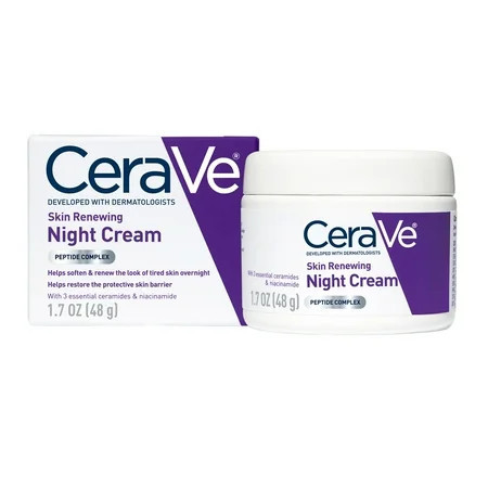 CeraVe Moisturizer Skin Renewing Night Face Cream with Peptides & Hyaluronic Acid for All Skin Types 1.7 oz | Walmart (US)