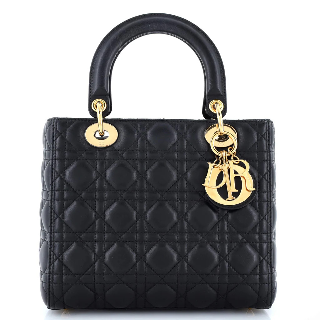 Lady Dior Bag Cannage Quilt Lambskin Medium | Rebag