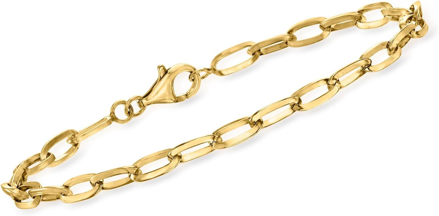 Ross-Simons 18kt Gold Over Solid Sterling Paper Clip Link Bracelet. 8 inches | Amazon (US)