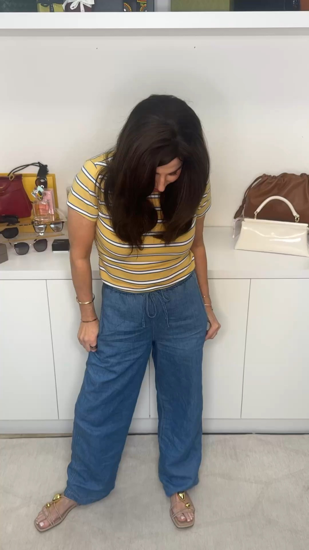 This look is super casual , comfortable and cute . Also , on sale ! Wearing a sm tee and xsshort pants . #casualsummerinspo #stripedyellowted

#LTKxMadewell #LTKSaleAlert #LTKOver40