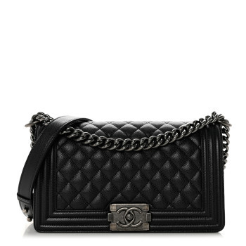 Caviar Quilted Medium Boy Flap Black | FASHIONPHILE (US)