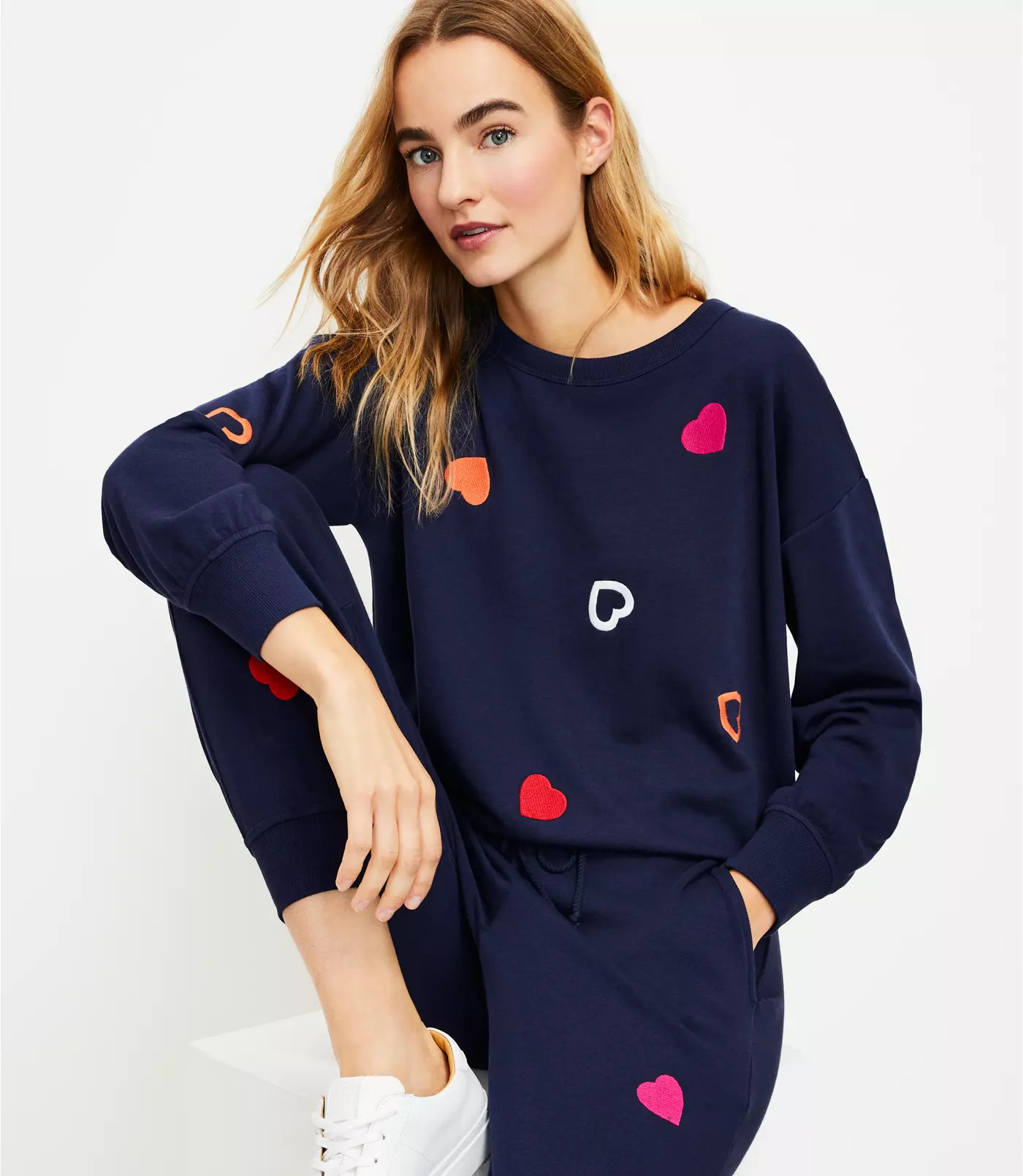 Lou & Grey Heart Cozy Cotton Terry Sweatshirt | LOFT