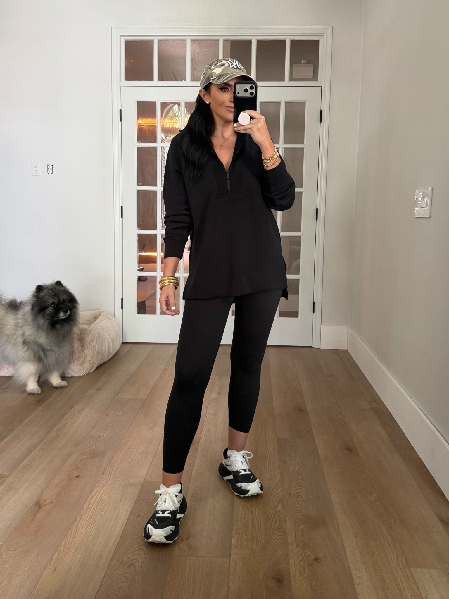 Womens Quarter Zip Pullover Sweater. Spanx booty boost leggings
