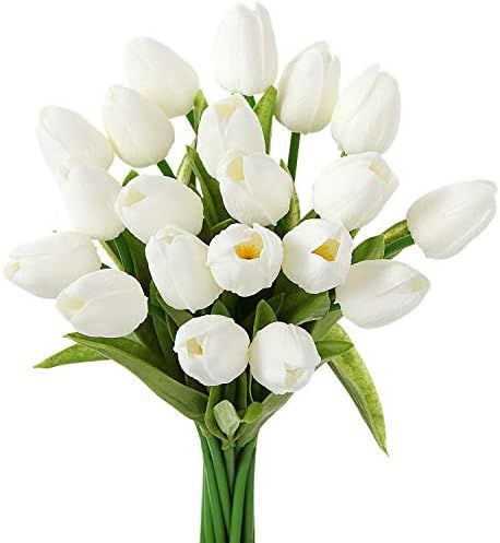 EZFLOWERY 10 Heads Artificial Tulips Flowers Real Touch Arrangement Bouquet for Home Room Office Par | Amazon (US)