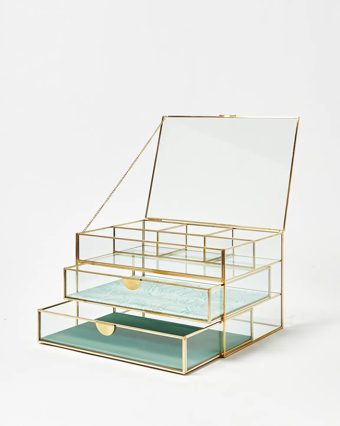 Glass & Gold Agate Satin Tiered Jewellery Box | Oliver Bonas IE | Oliver Bonas (Global)