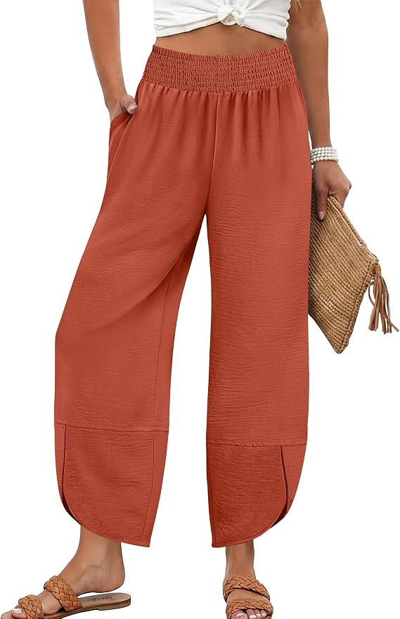 Lepunuo Womens Baggy Wide Leg Pants Summer High Waisted Palazzo Pants Beach Vacation 2026 Casual ... | Amazon (US)
