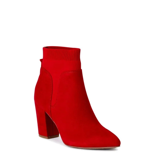 Women's Time and Tru Heeled Knit Bootie | Walmart (US)