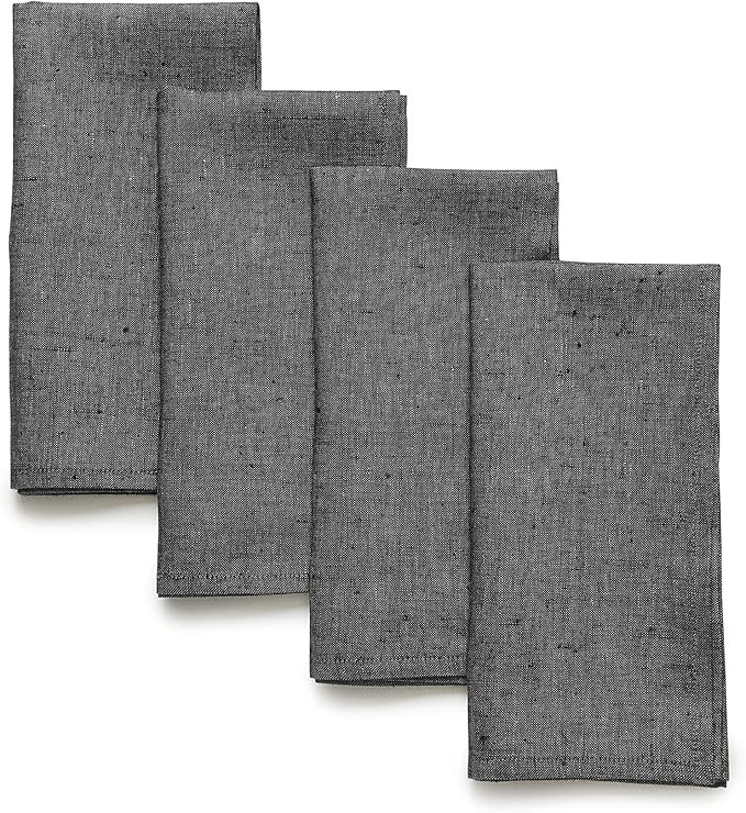 Amazon.com: Solino Home Charcoal Grey Linen Napkins – Set of 4, 100% Pure Linen Dinner Napkins ... | Amazon (US)