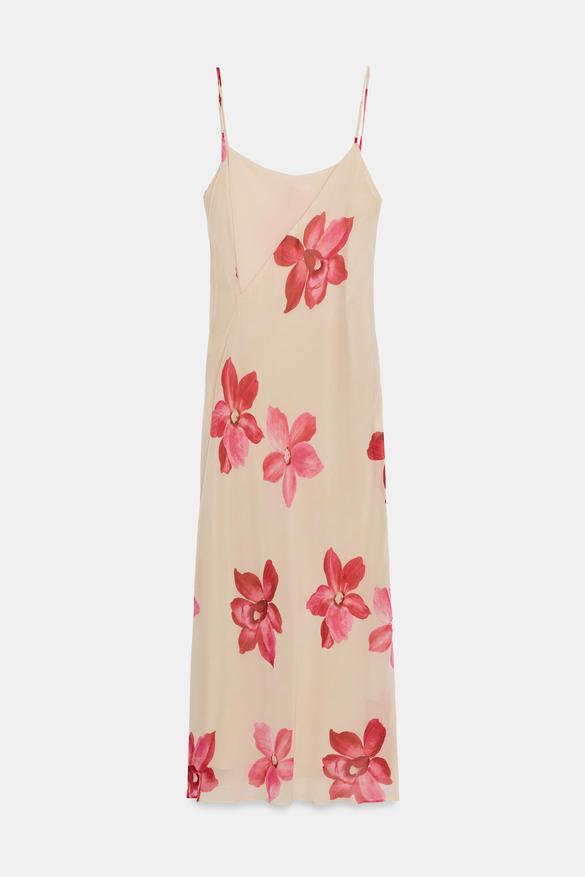 FLORAL DRAPED MIDI DRESS | Zara UK