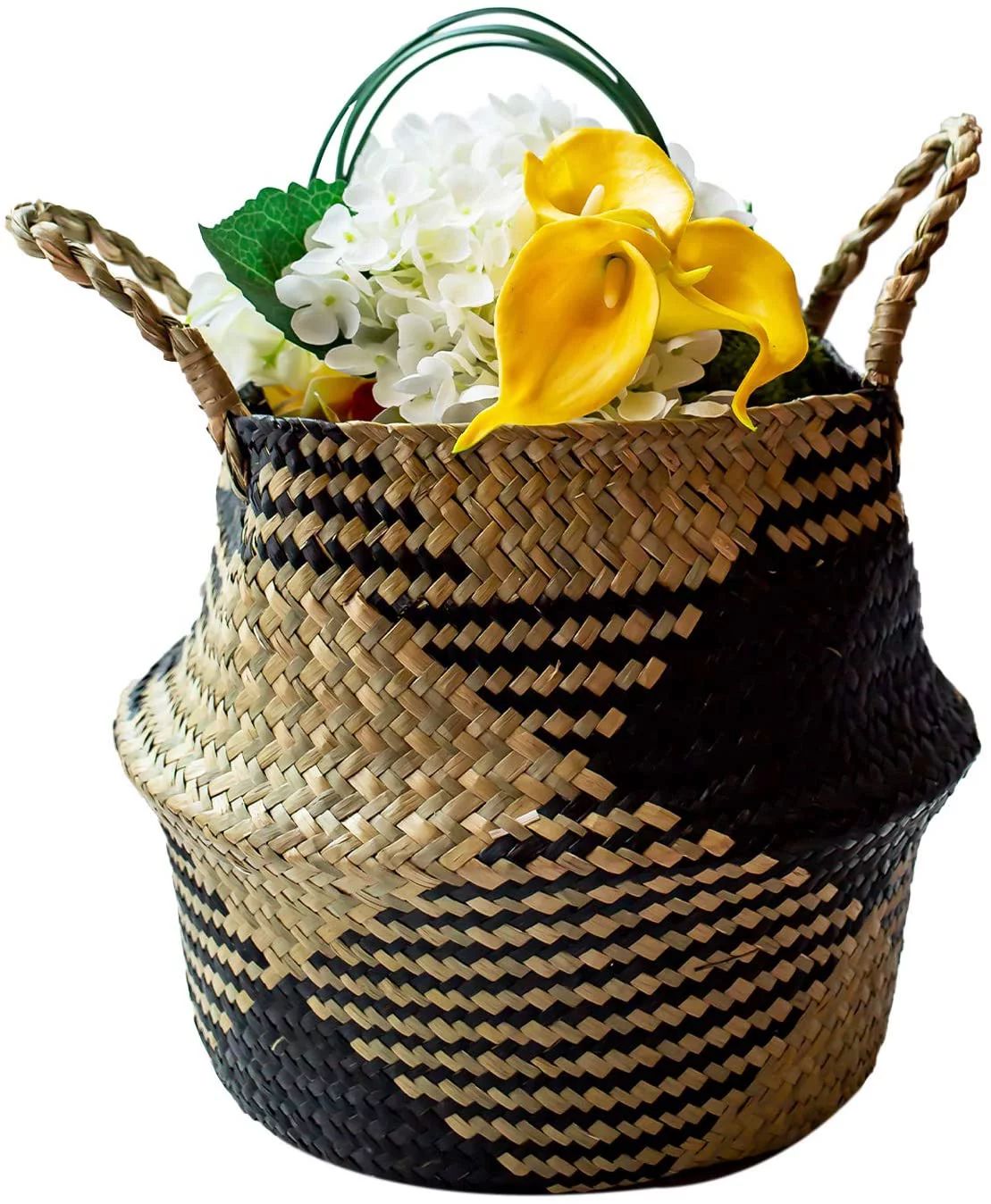 Big Clearance! Seagrass Plant Basket - Hand Woven Belly Basket with Handles, Large Storage Laundr... | Walmart (US)