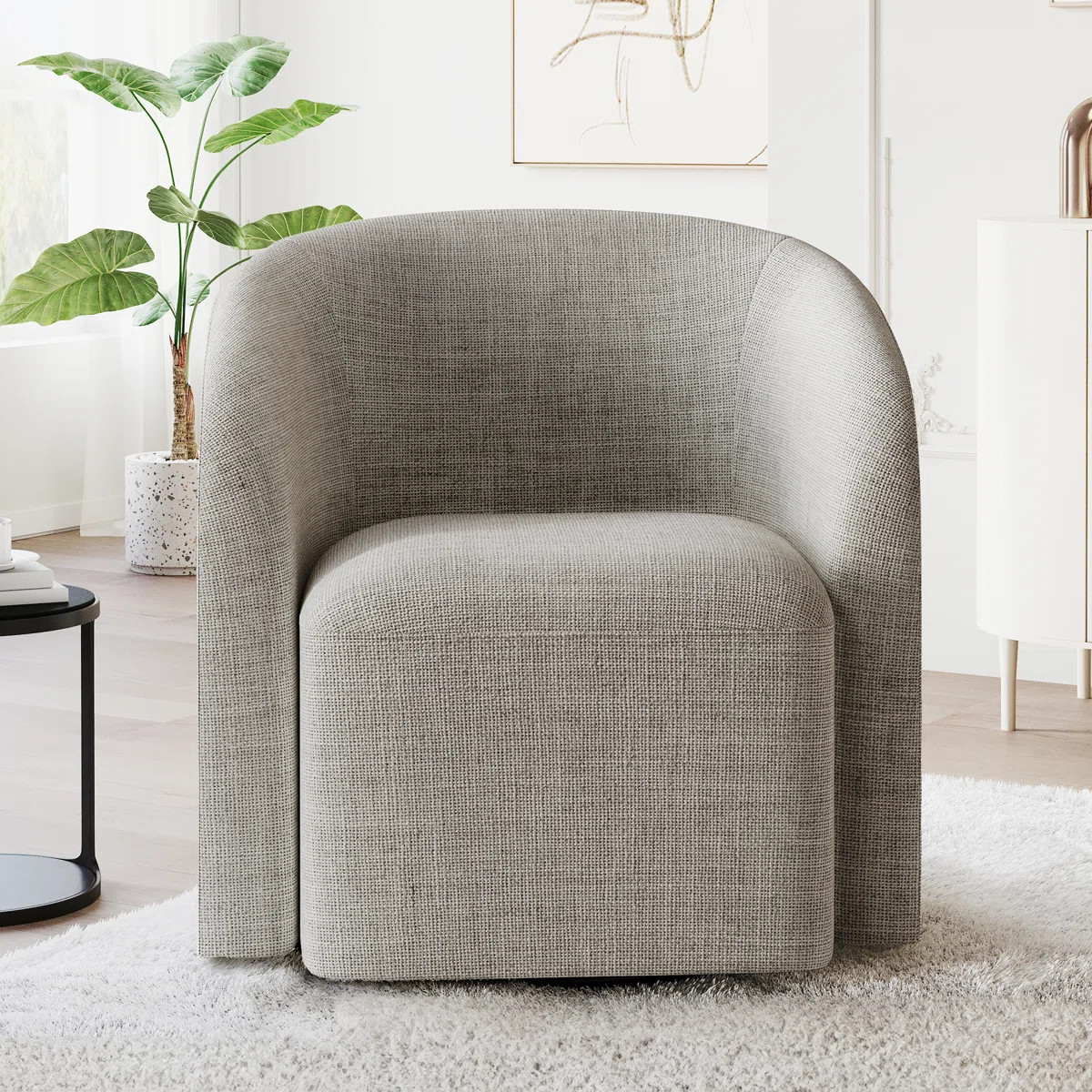 29" Wide Upholstered Swivel Barrel Chair - 360° Rotation, No Assembly Required | Wayfair North America