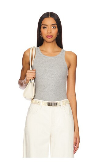 Eterne High Neck Fitted Tank Top in Grey. | Revolve Clothing (Global)