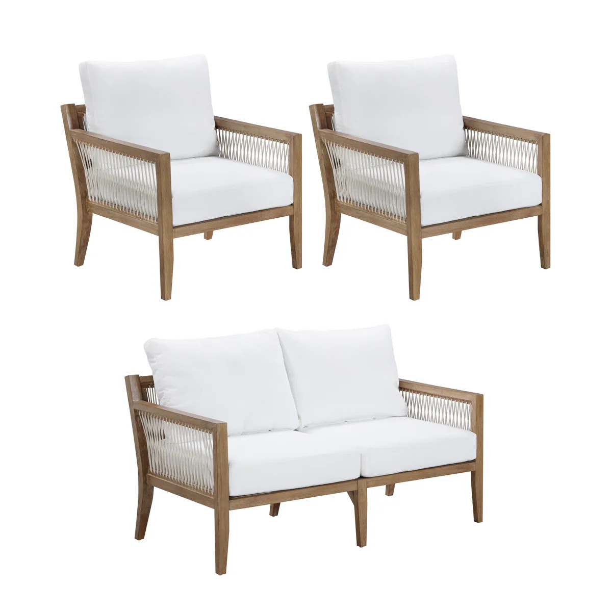 Outdoor Patio Set Loveseat & 2 Chairs White | Nathan James