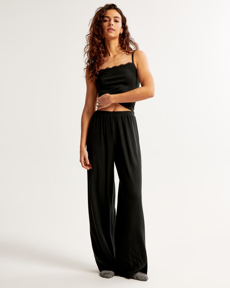 Lounge Pointelle Wide Leg Pant | Abercrombie & Fitch (US)