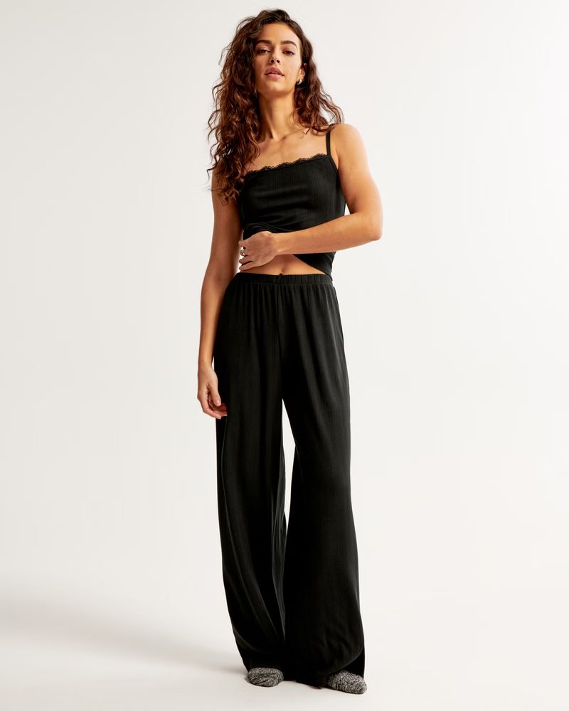 Women's Lounge Pointelle Wide Leg Pant | Women's Intimates & Sleepwear | Abercrombie.com | Abercrombie & Fitch (US)
