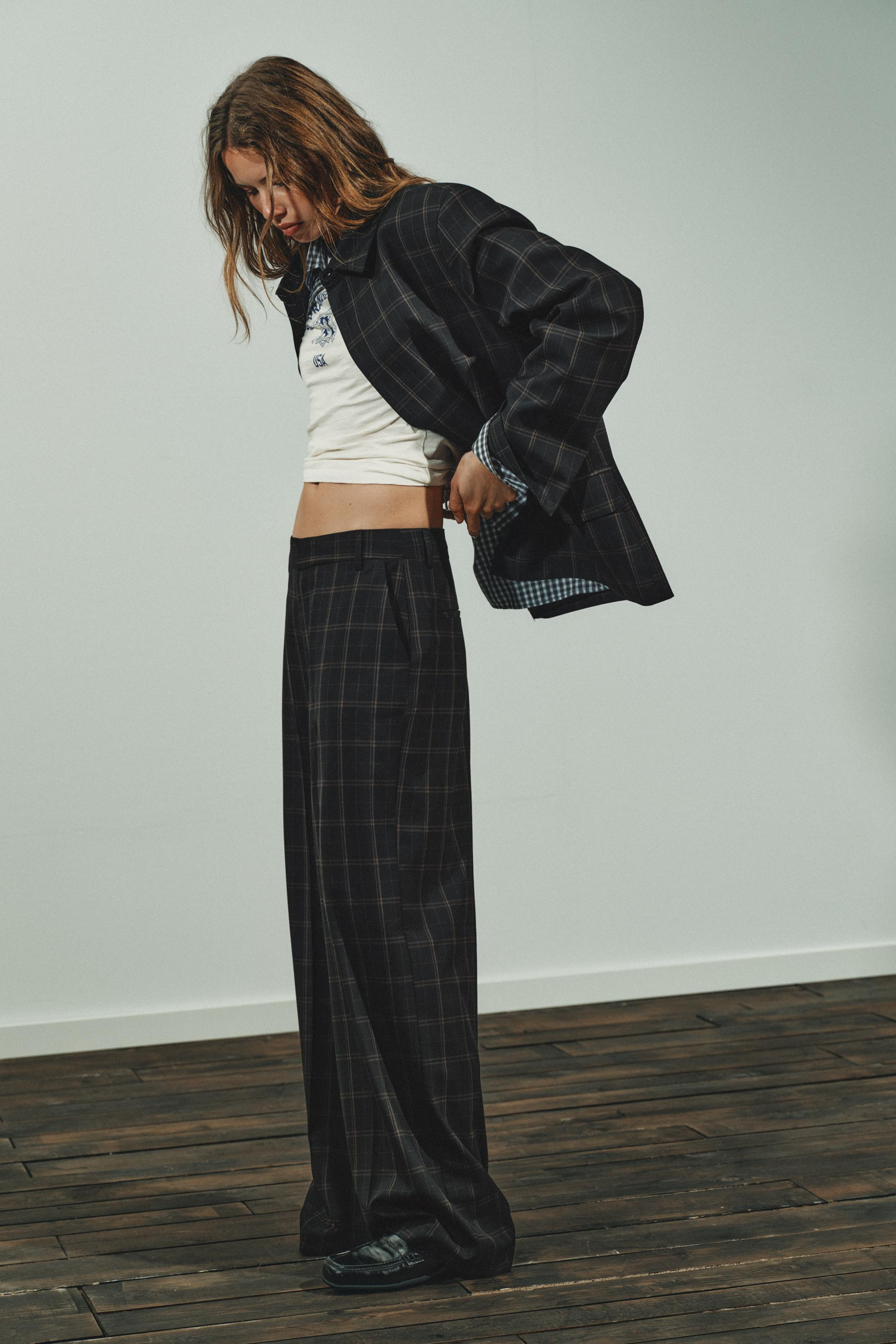 CHECK BLAZER WITH SHOULDER PADS | Zara UK