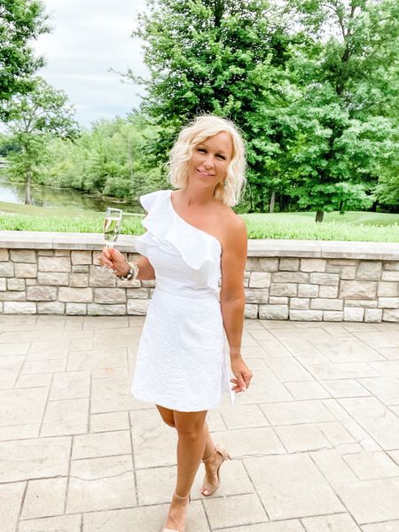 BACK IN STOCK - finally! This white one shoulder romper from Lilly Pulitzer is finally back. I wear it for vacation outfit and party outfit. Note that I had approx. 2” removed from the hem  

#LTKFind #LTKwedding #LTKtravel