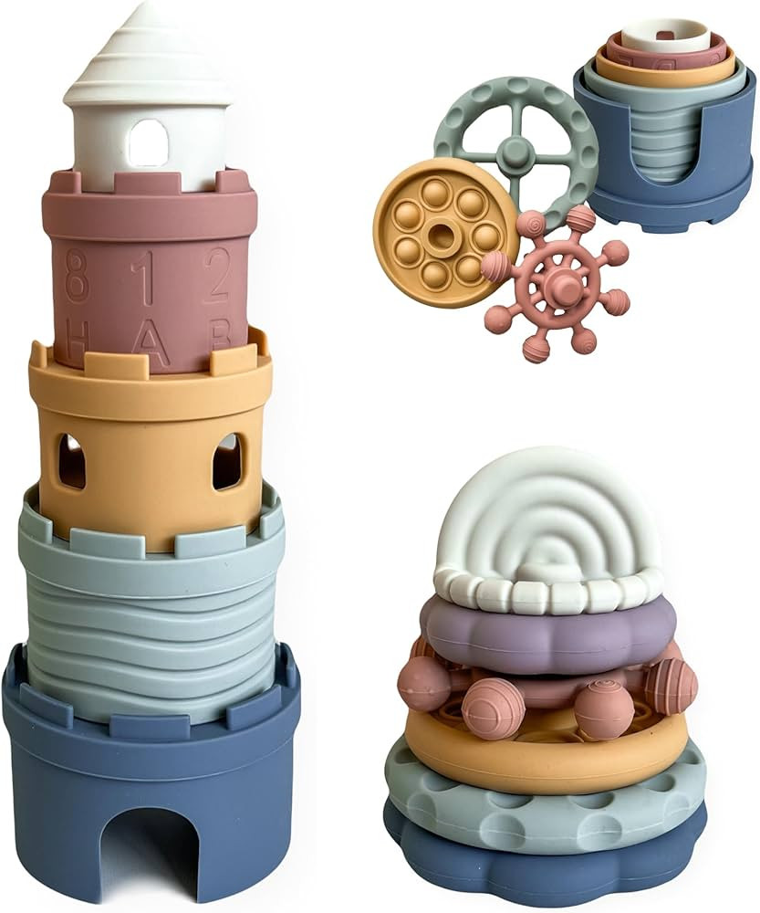 Hippypotamus Baby Stacking Toys - Teething Toys - Stacking Cups - Food-Grade Silicone Teethers - ... | Amazon (US)