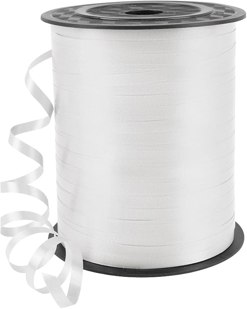 500 Yards 3/16" Curling Ribbon White, Balloon String Curly Ribbon 1 Roll for Gift Wrapping, Birth... | Amazon (US)