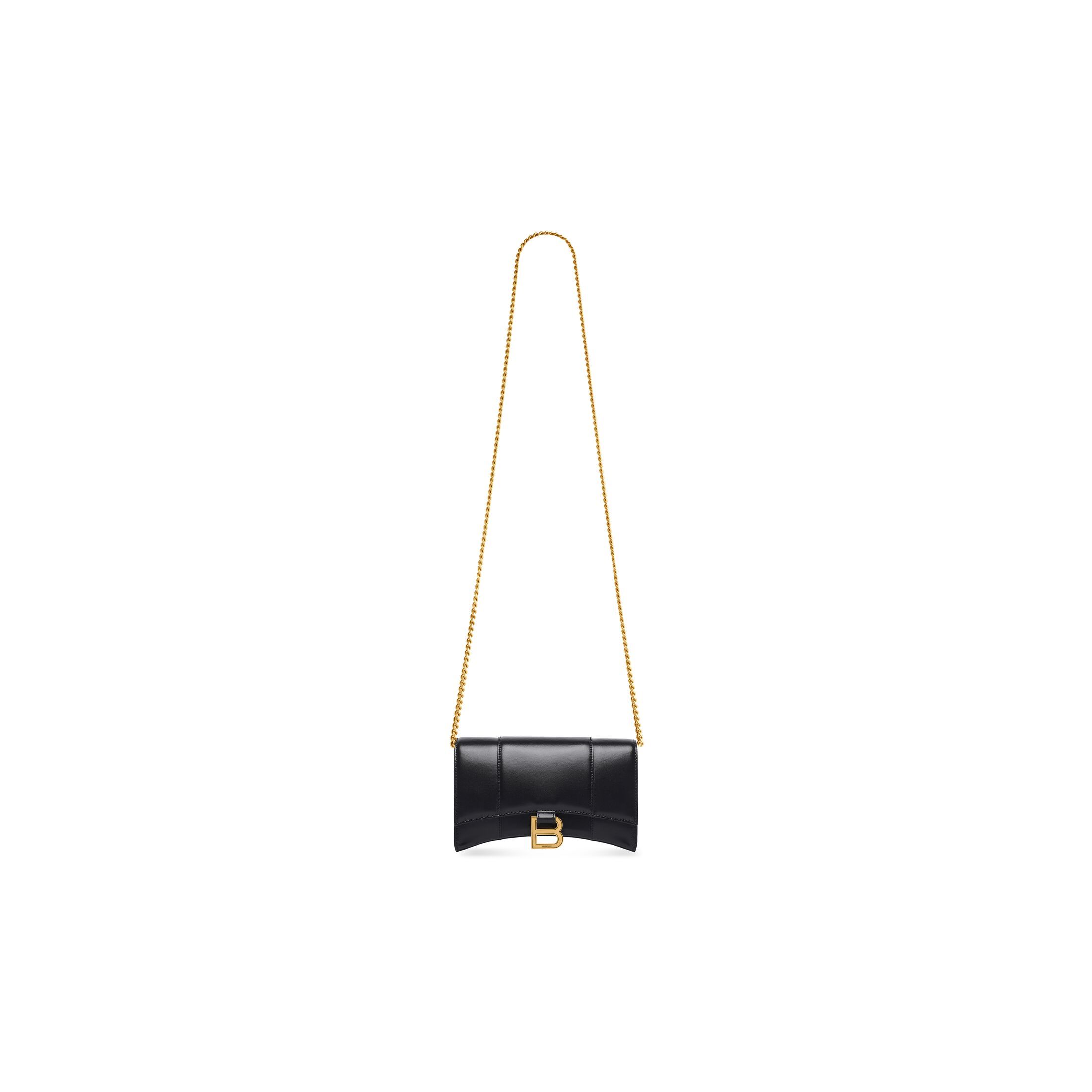 Women's Hourglass Wallet On Chain Box in Black | Balenciaga