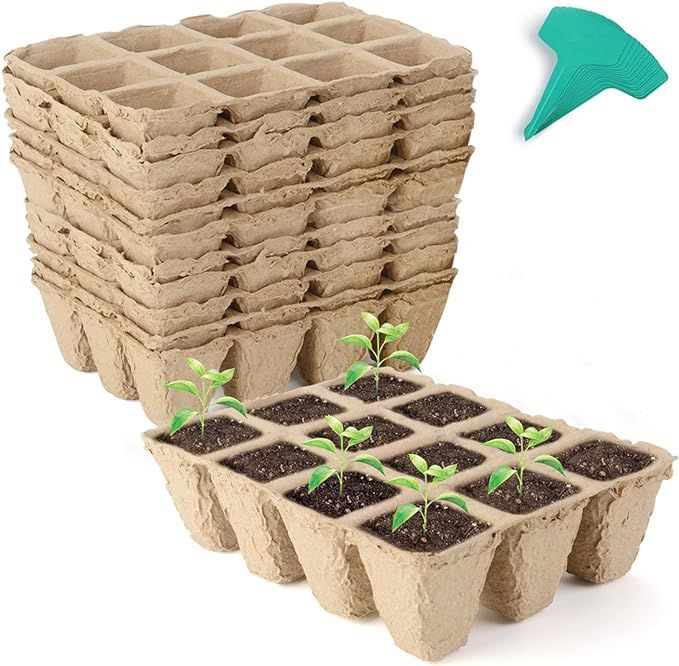 GROWNEER 36 Packs Peat Pots Seed Starter Trays, 432 Cells Biodegradable Seedling Pots Germination... | Amazon (US)