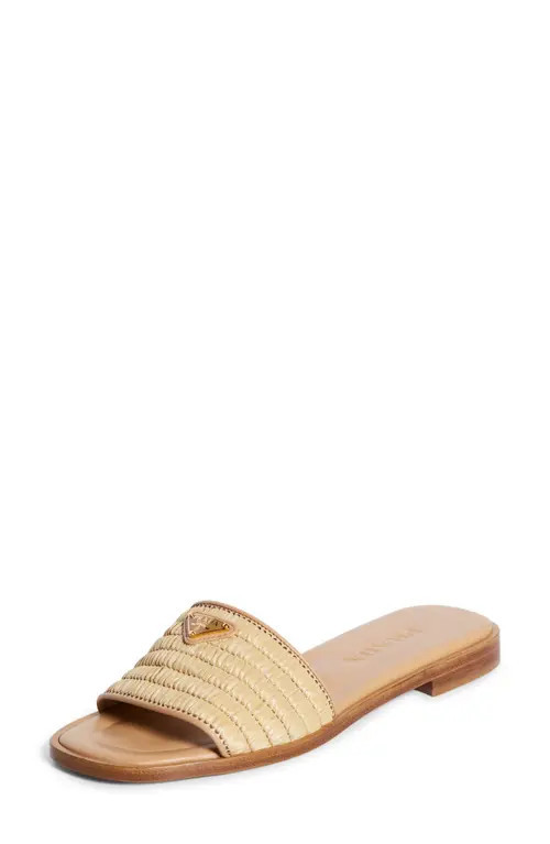 Prada Raffia Slide Sandal in Naturale at Nordstrom, Size 9.5Us | Nordstrom