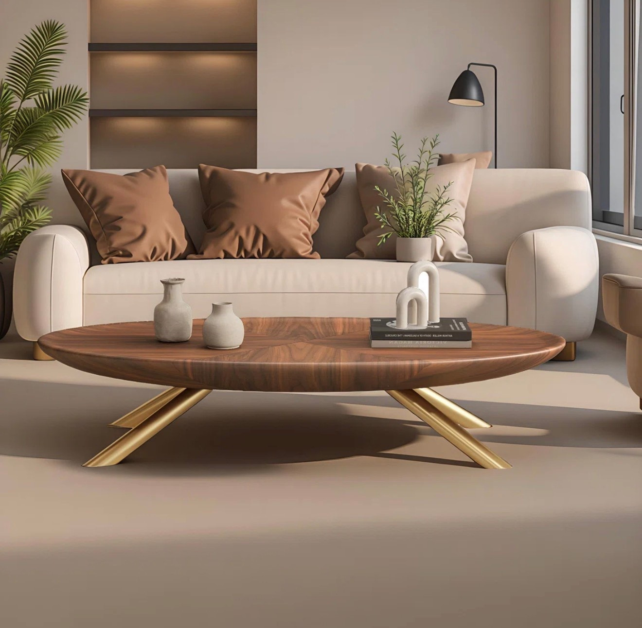 Chebo Retro Oval Coffee Table with Wood Grain Finish and golden legs #ltkfurniture

#LTKSaleAlert #LTKHome