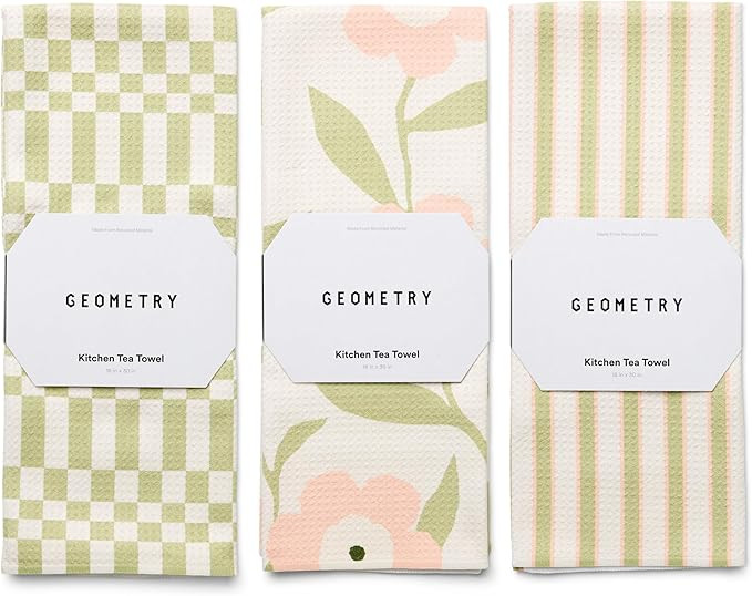 GEOMETRY Tea Towels – Spring & Summer Collection – Quick-Dry, Ultra-Absorbent, Reusable Micro... | Amazon (US)