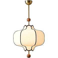 Modern Fabric Pendant Light, Hang Pendant Lights with Fabric Shade, Wooden Grain Finish, Adjustab... | Amazon (US)